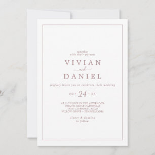 Invitación a la Boda Casual Rosa minimalista