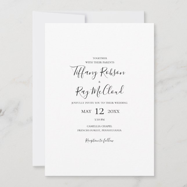 Invitación a la boda Casual simple y elegante (Anverso)