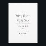 Invitación a la boda Casual simple y elegante<br><div class="desc">Esta sencilla y elegante invitación a la boda es perfecta para su moderno boda blanco y negro minimalista. El diseño presenta un tipo de letra contemporáneo mínimo acompañado de caligrafía formal. ¡Manténgalo como está,  o elige personalizarlo con tu propia obra de arte o fotos!</div>