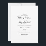 Invitación a la boda Casual simple y elegante<br><div class="desc">Esta sencilla y elegante invitación a la boda es perfecta para su moderno boda blanco y negro minimalista. El diseño presenta un tipo de letra contemporáneo mínimo acompañado de caligrafía formal. ¡Manténgalo como está,  o elige personalizarlo con tu propia obra de arte o fotos!</div>