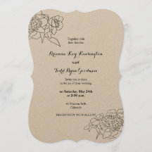 Invitación a la boda casual sobre papel Kraft