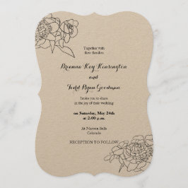 Invitación a la boda casual sobre papel Kraft