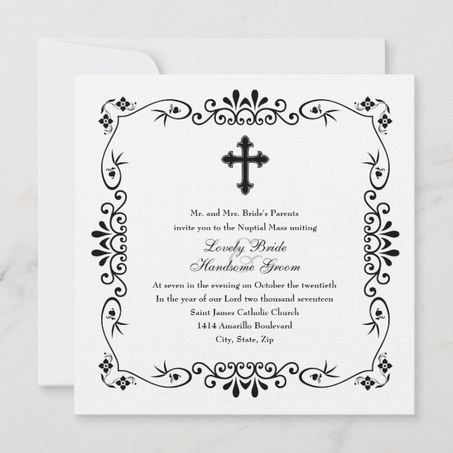 Invitación a la boda católica de la Cruz Blanca y  (Anverso)