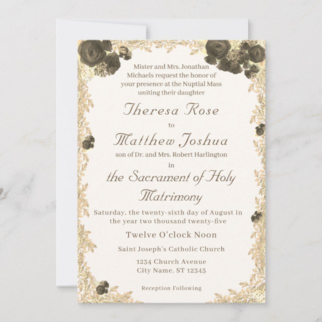 Invitación a la boda católica de Rosas organizativ (Subido por el creador)