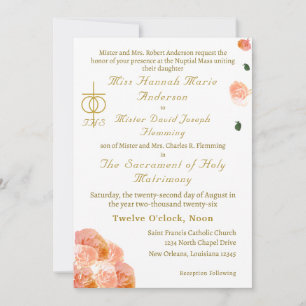 Invitación a la boda católica de Terracotta Rosa
