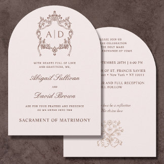 Invitación a la boda católica Escudo de la Vintage