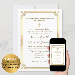 Invitación a la boda católica - formal - con verso