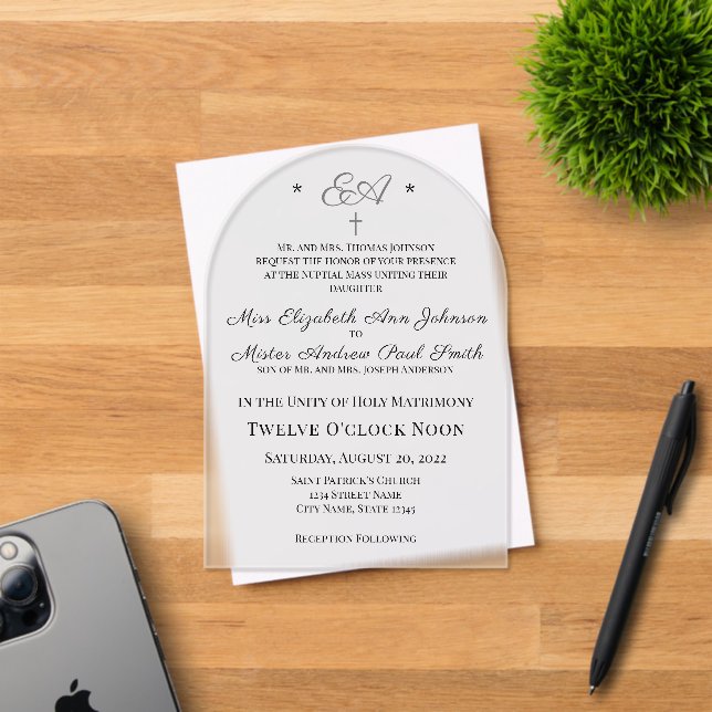 Invitación a la boda católica monogramada (Insitu (Tarjeta de Invitación))