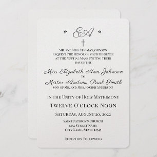 Invitación a la boda católica monogramada
