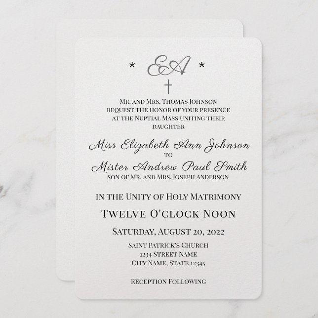 Invitación a la boda católica monogramada (Subido por el creador)