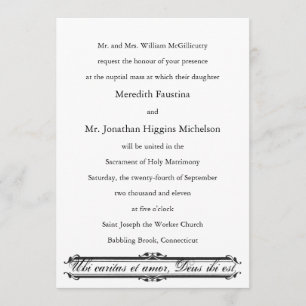 Invitación a la boda católica Ubi Caritas y Amor
