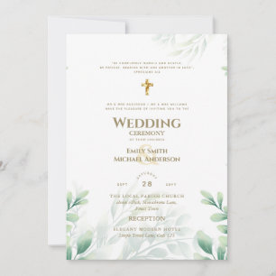 Invitación a la boda católica Verdor Botánico