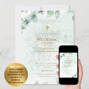 Invitación a la boda católica Verdor Botánico