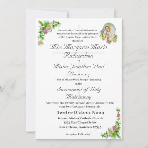 Invitación a la boda católica Virgin Mary