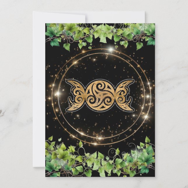 Invitación a la Boda Celeste Botánica Sparkle Gold (Reverso)