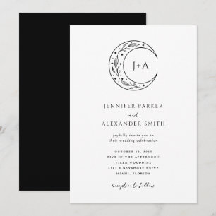 Invitación a la boda celestial del Boho blanco neg
