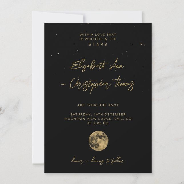 Invitación a la boda celestial negra (Anverso)