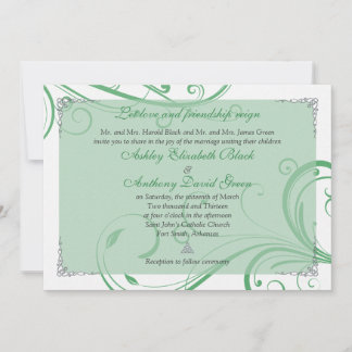 Invitación a la boda celta blanca verde irlandesa