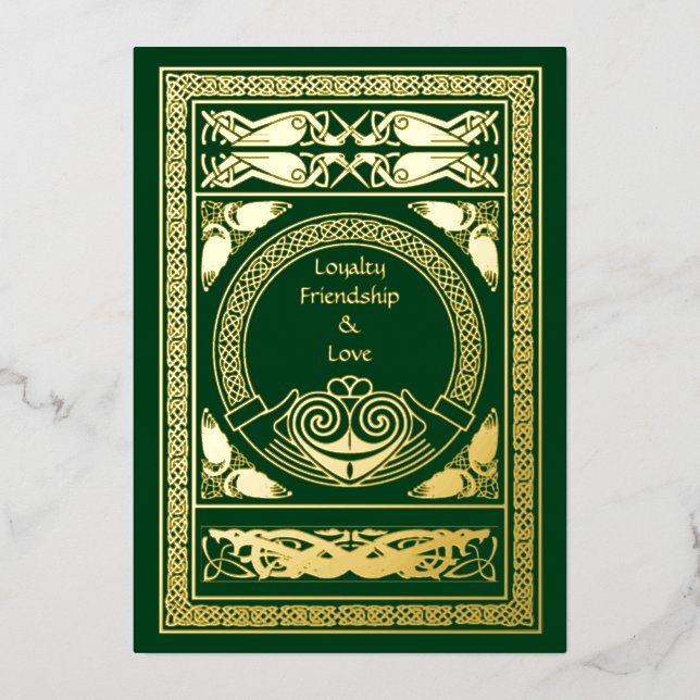 Invitación a la boda celta con Claddagh (Anverso)