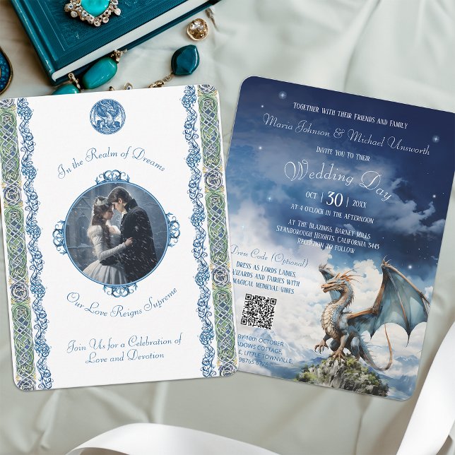 Invitación a la boda celta de Blue Dragon RSVP (Subido por el creador)