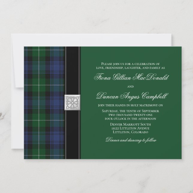 Invitación a la boda celta de Lamont Tartan (Anverso)