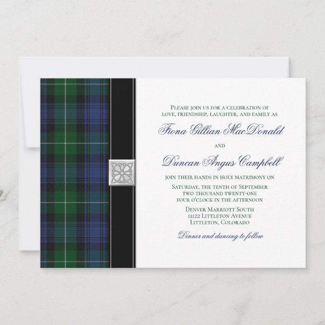 Invitación a la boda celta de Lamont Tartan Scotti (Anverso)