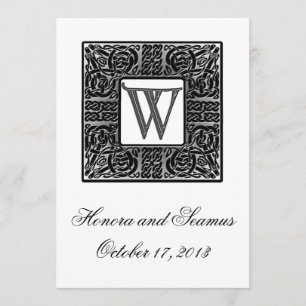 Invitación a la Boda Celta Monogramada de Plata