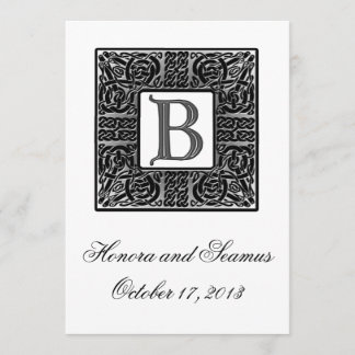 Invitación a la Boda Celta Monogramada de Plata