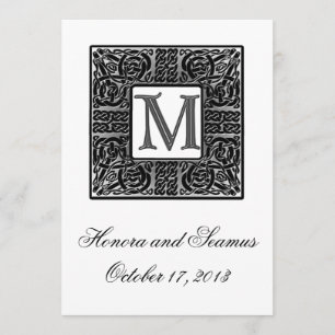 Invitación a la Boda Celta Monogramada de Plata