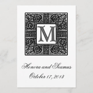 Invitación a la Boda Celta Monogramada de Plata
