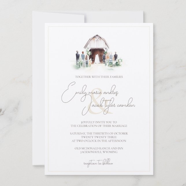Invitación a la boda - Ceremonia de granero en acu (Anverso)