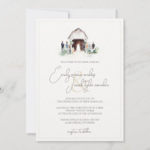 Invitación a la boda - Ceremonia de granero en acu