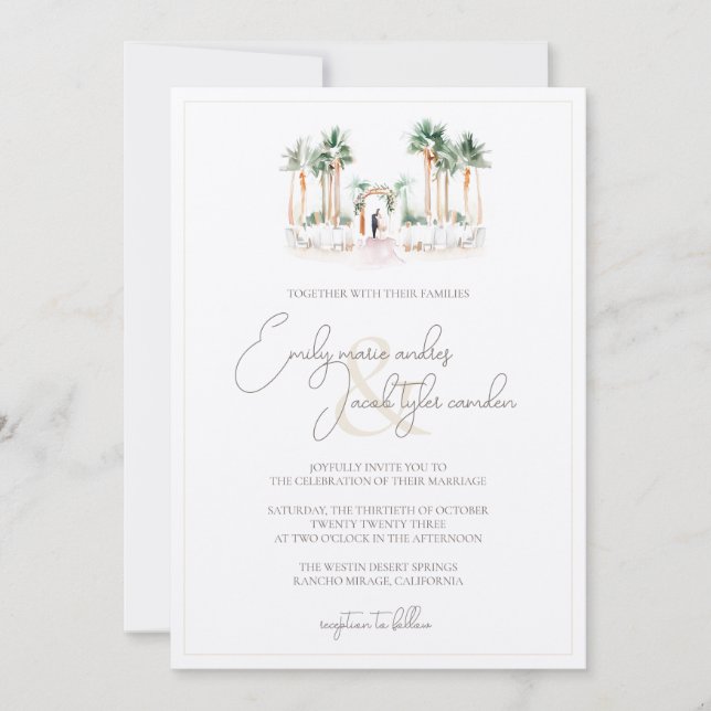 Invitación a la boda - Ceremonia de palmeras en ac (Anverso)