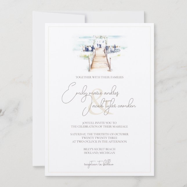 Invitación a la boda - Ceremonia de paseo marítimo (Anverso)
