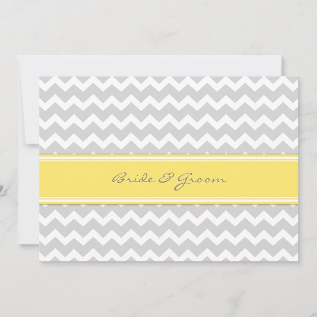 Invitación a la boda Chevron amarillo gris (Anverso)