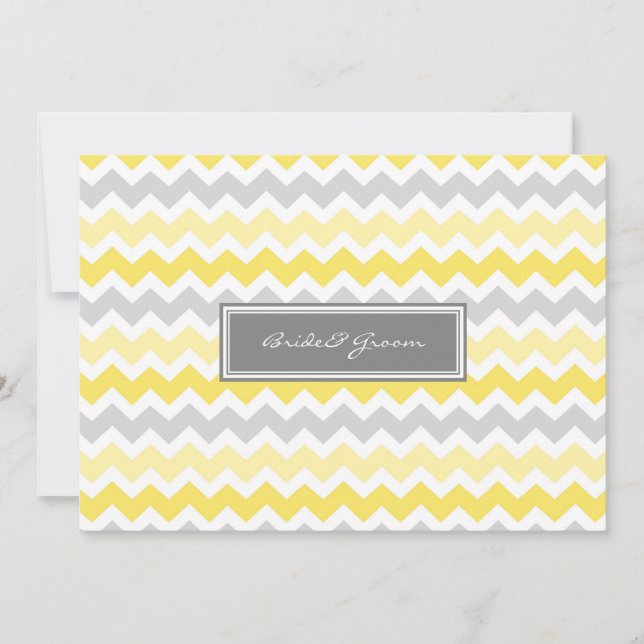 Invitación a la boda Chevron amarillo gris (Anverso)