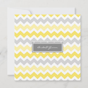 Invitación a la boda Chevron amarillo gris