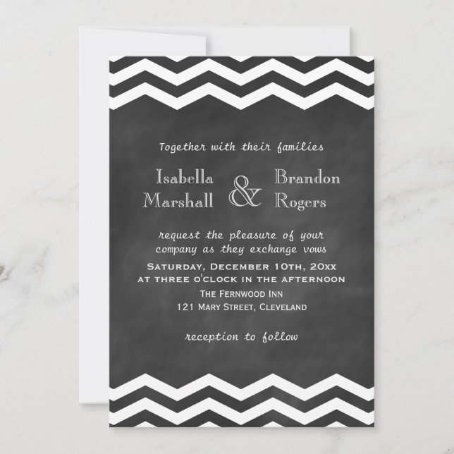 Invitación a la boda Chevron Chalkboard (Anverso)