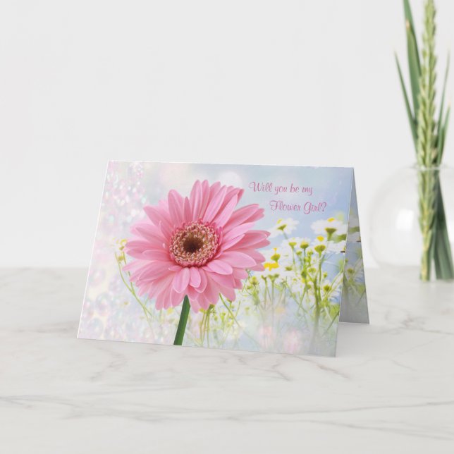 Invitación a la boda, Chica flor, tarjeta Gerbera  (Anverso)
