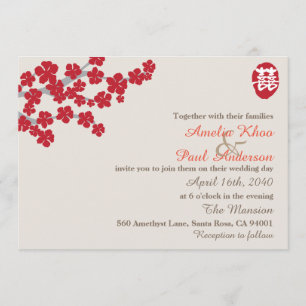 Invitación a la boda china de doble felicidad