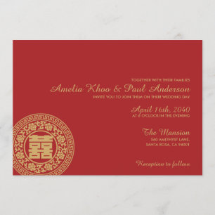 Invitación a la boda china de doble felicidad