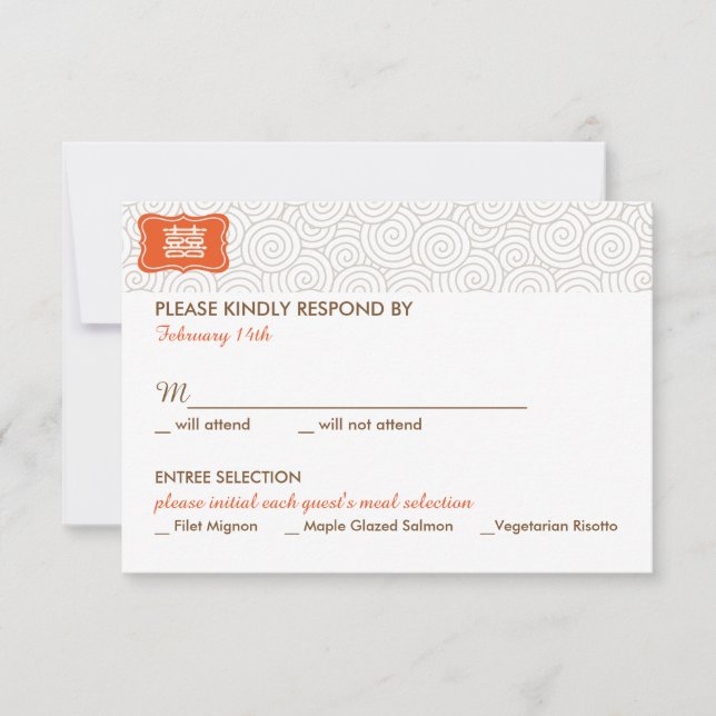 Invitación a la boda china de doble felicidad - RS (Anverso)