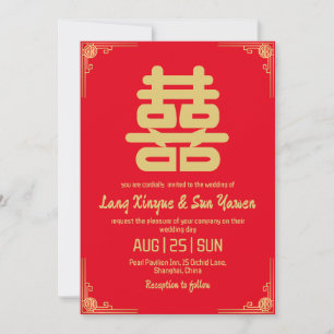 invitación a la boda china moderna de oro