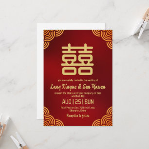 invitación a la boda china moderna de oro