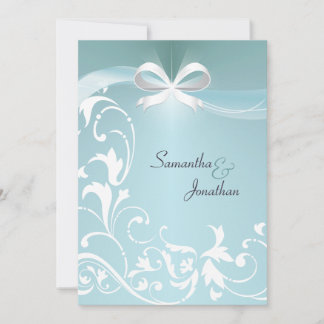 Invitación a la boda - Cinta floral Verde azulada
