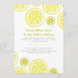 Invitación a la boda cítrica con lémulos y liras