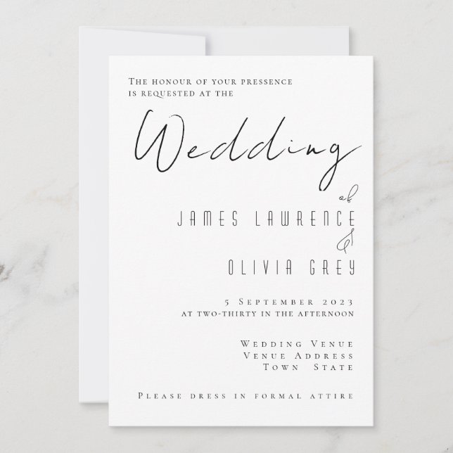 Invitación a la boda clásica (Anverso)