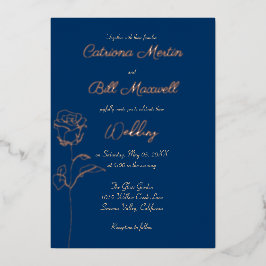 Invitación a la boda clásica azul y Rosa de Reliev