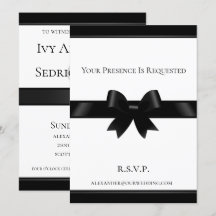 Invitación a la boda clásica Black Bow y White