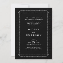 Invitación a la boda clásica blanca y negra, forma
